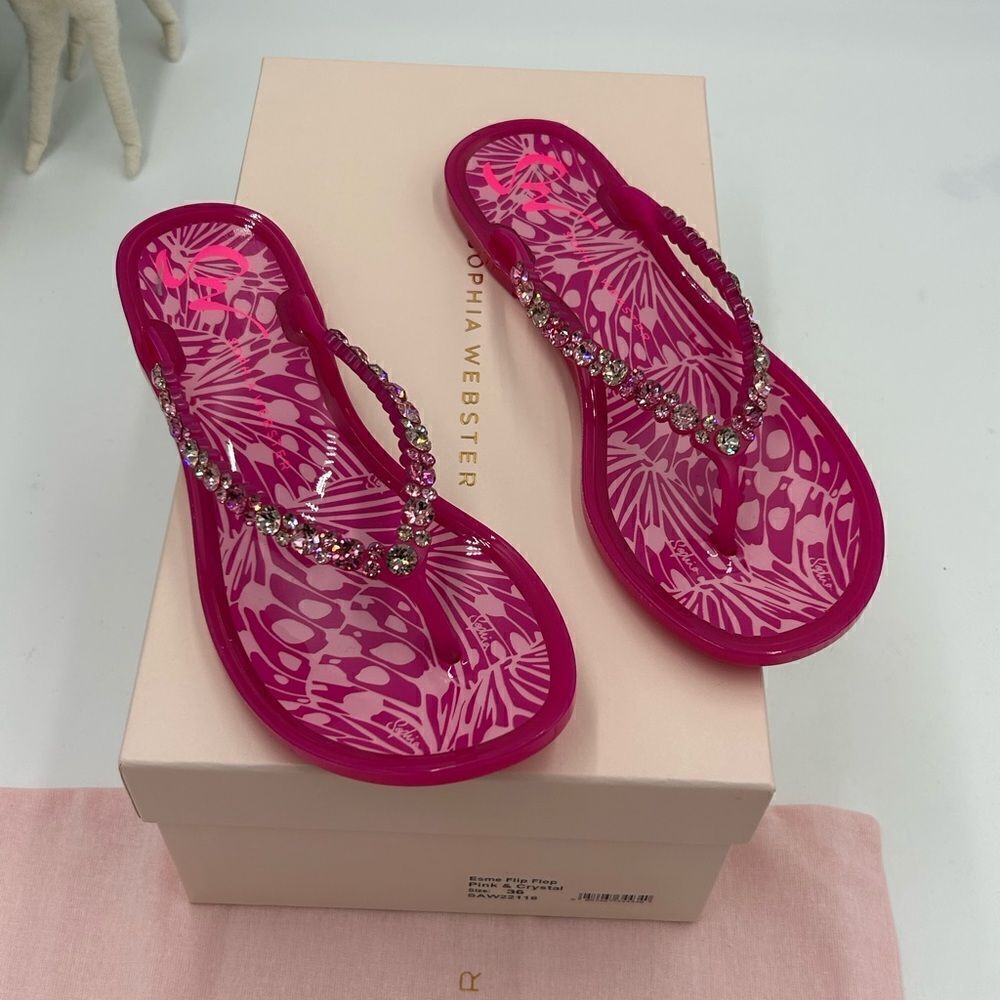 Women’s Sophia, Webster, pink and crystal flip-flops size 36